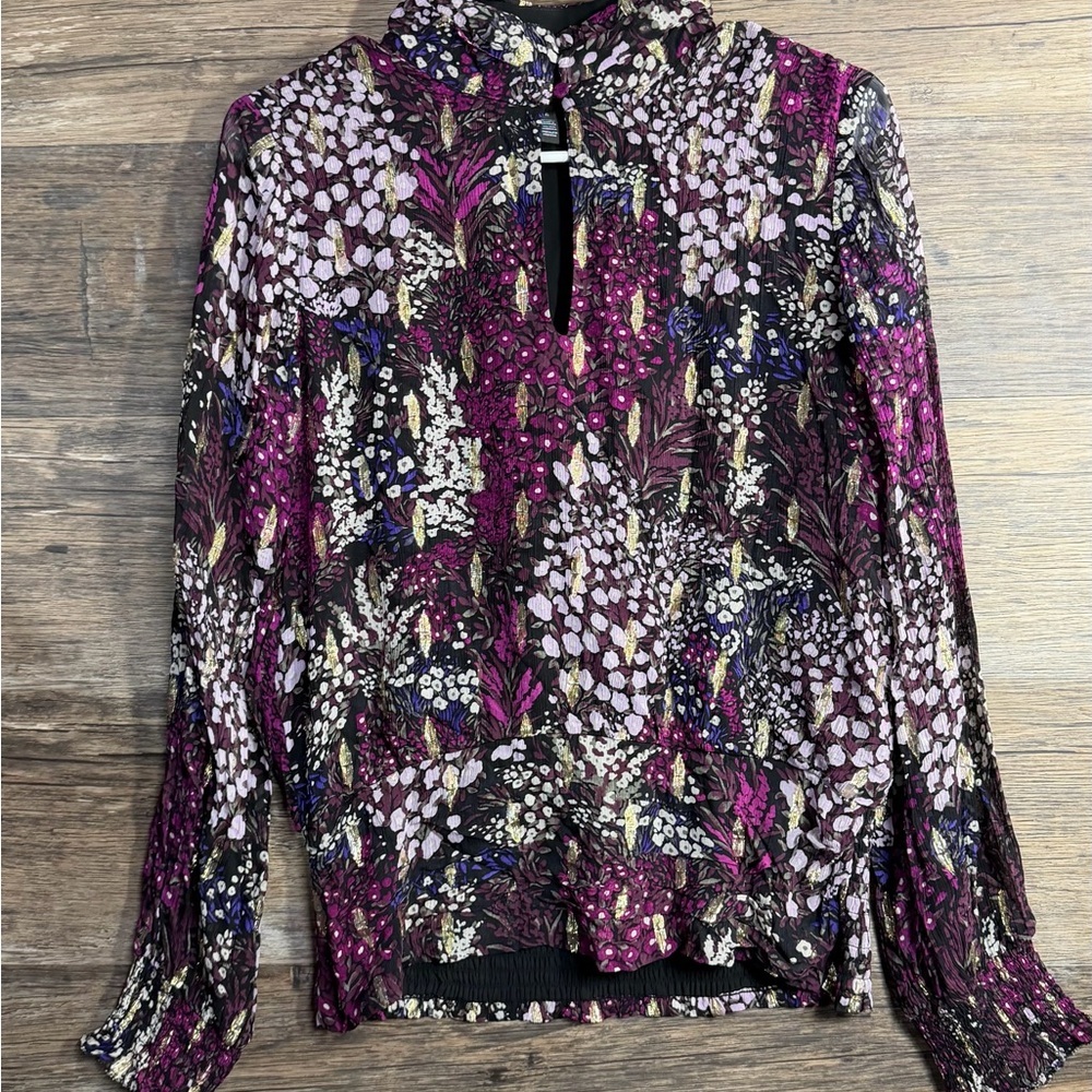 White House Black Market Multicolor Floral Blouse